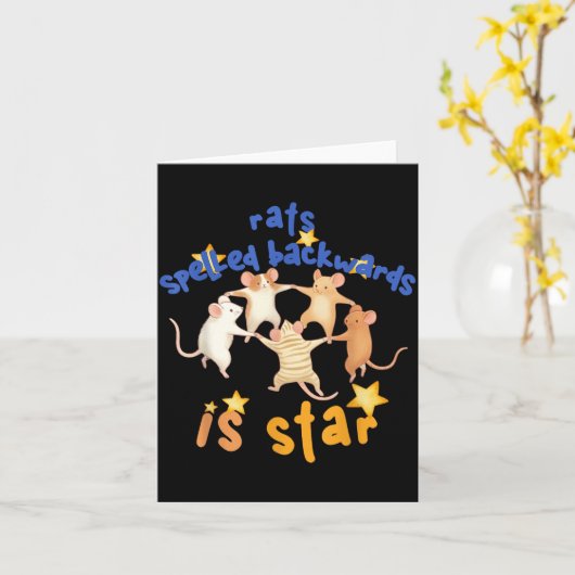 Rats Spelled Backwards Is Star Funny Rat Meme Rat カード (黄色い花)