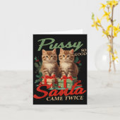 Raunchy Christmas Cat Naughty Funny Gag Prank Humo カード (黄色い花)