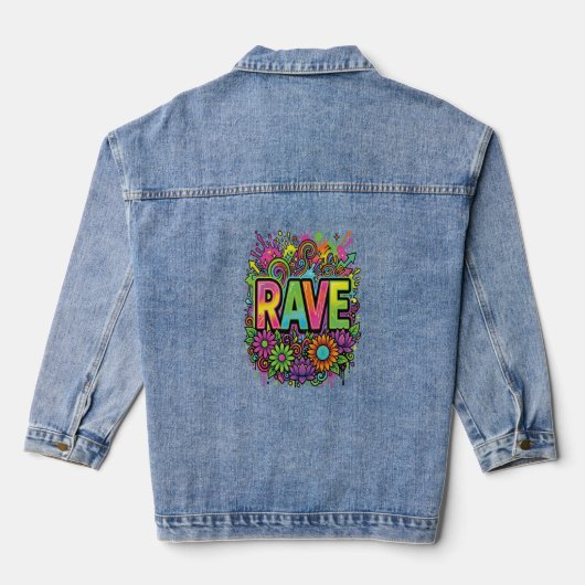 RAVE ネオンの花 デニムジャケット (裏面)