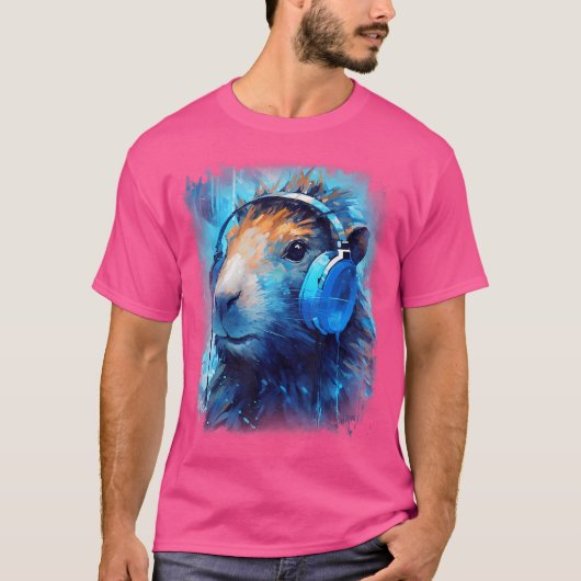 Rave Edm Capybaraヘッドフォン Tシャツ (正面)