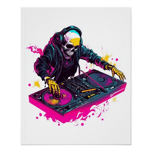 Rave Skull � EDM Party Skeleton DJ ポスター (正面)