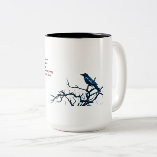 Ravenの詩とRavenグラフィック。 ツートーンマグカップ (正面右)