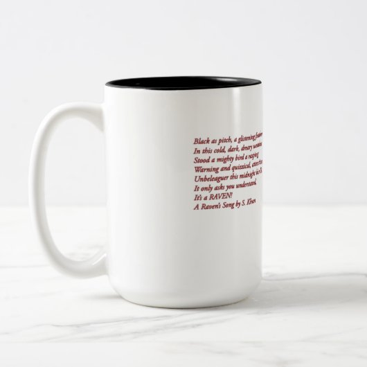 Ravenの詩とRavenグラフィック。 ツートーンマグカップ (左)
