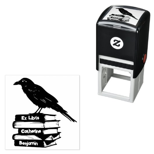 Ravenクラシック ex librisスタンプ付きブックスタック セルフインキングスタンプ (インサイチュ)