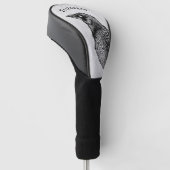 Ravenゴシック白黒ホラーインクスケッチ名 ゴルフヘッドカバー (アングル)