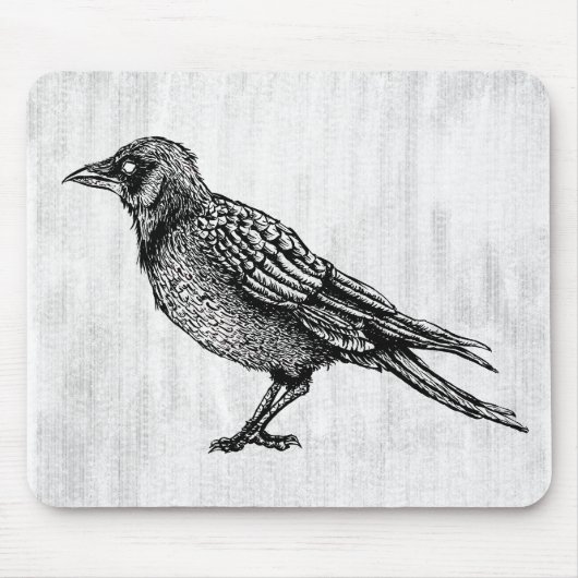 Ravenゴシック黒白ホラーインクスケッチ マウスパッド (正面)