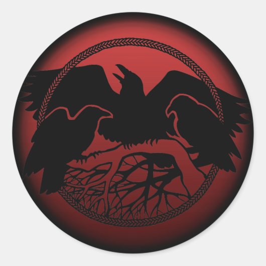 Ravenスティッカー先住民野生生物Ravenアートスティッカー ラウンドシール (正面)