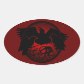 Ravenスティッカー先住民野生生物Ravenアートスティッカー 楕円形シール (正面)