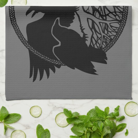 Ravenタオル最初の国Ravenアートティータオルギフト キッチンタオル (折り畳み)