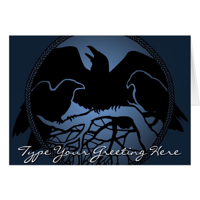 RavenパーソナライズされたカーカッコいいドCrowアートカード (正面横)