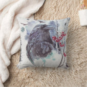 Ravenレッドベリー抽象芸術水カラスプラッシュ クッション (ブランケット)