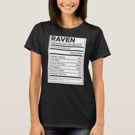 Raven栄養情報問題解決懸命W Tシャツ (正面)