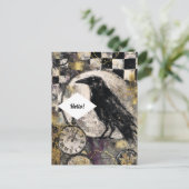 Raven混合メディアコラージュ ポストカード (スタンド正面)