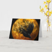 Raven満月グリーティ異教のングカード カード (黄色い花)