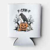 Raven、おもしろい F-Caw-F、スカルRaven、ゴシック風のカラス 缶クーラー (正面)