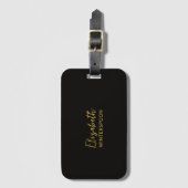 Raven パーソナライズされた Blackの名前 ラゲッジタグ (正面縦)