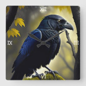 Raven 素朴 - Natures Guardian スクエア壁時計 (正面)