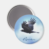 Raven 飛んでいる in Blue Sky HDRフォトデザイン2 マグネット (正面/裏面)