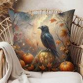 Raven and Pumpkin  – Dark Autumn Decor クッション
