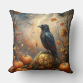 Raven and Pumpkin  – Dark Autumn Decor クッション (正面)