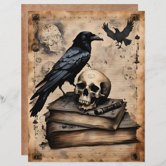 Raven and Skull Magic Scrapbook Paper (正面/裏面)
