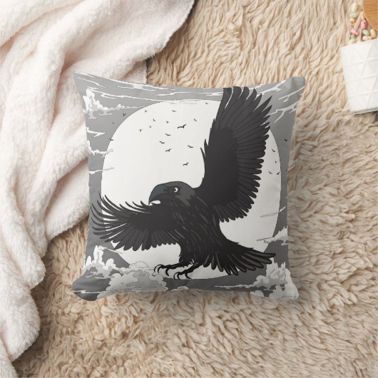 Raven And The Moon クッション (ブランケット)