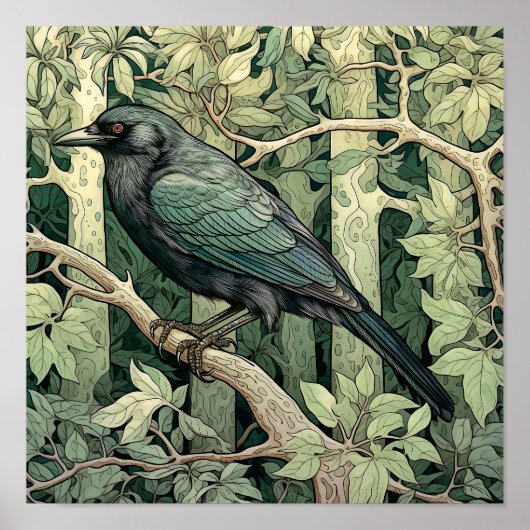 Raven Artプリント、ブラックバード、アニマルアート ポスター (正面)