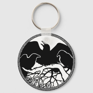 Raven Art Keychain Wildlife Crow / Raven Gives キーホルダー