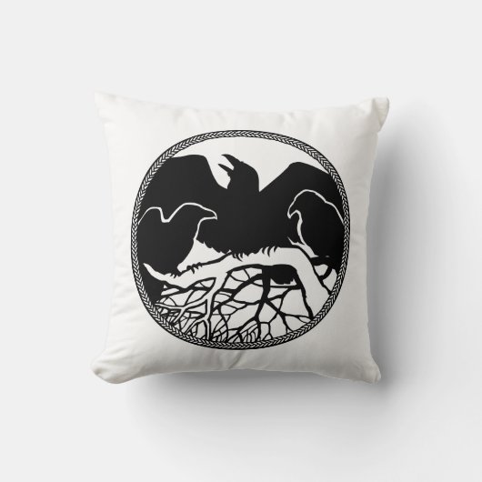 Raven Art Pillows First Nations Wildlife Pillows クッション (正面)