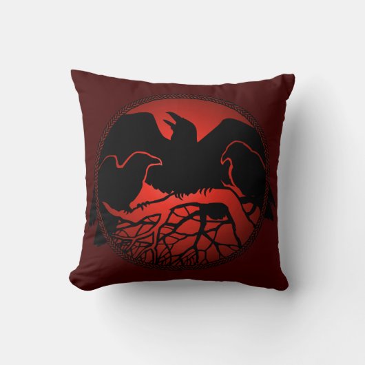 Raven Art Pillows First Nations Wildlife Pillows クッション (正面)
