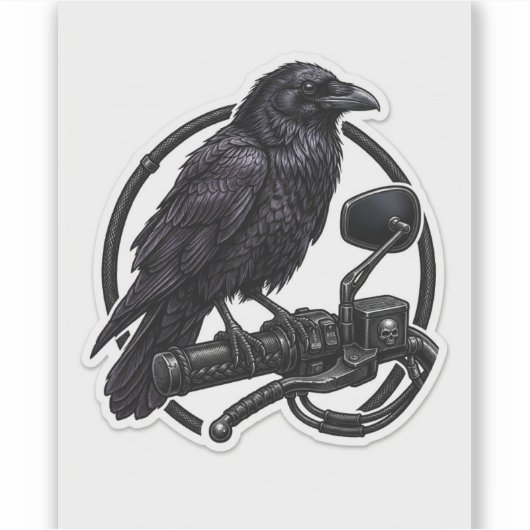 Raven Biker Sticker — Gothic Motorcycle Handlebar  シール (正面)