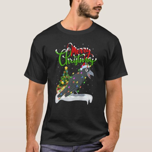 Raven BirdクリスマスデコレーションSanta Ravenクリスマス Tシャツ (正面)