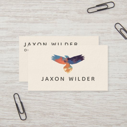 Raven Birdシルエットクラウドウォーターミニマルカラー 名刺 (正面/裏面インサイチュ)