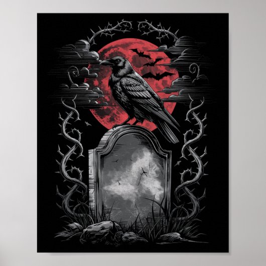 Raven Bird Gothic Raven Art Cemetery Fantasy  ポスター (正面)