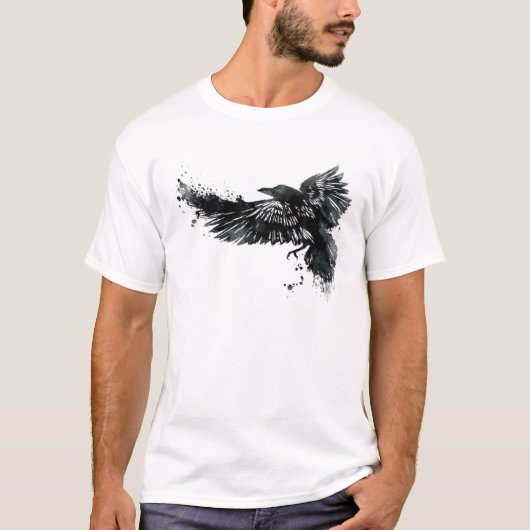 Raven Crow Bird Raven Tee Tattoo ShirtアートTシャツ Tシャツ (正面)
