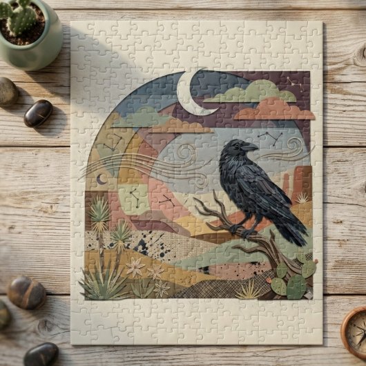 Raven & Desert Moon – Mystical Bird Gothic ジグソーパズル