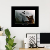 Raven & Grizzly Bearおもしろいワイルドライフアートポスター ポスター (ホームオフィス)