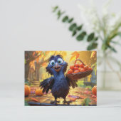 Raven Harvesting Apples And Pumpkins In Autumn ポストカード (スタンド正面)