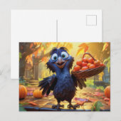 Raven Harvesting Apples And Pumpkins In Autumn ポストカード (正面/裏面)