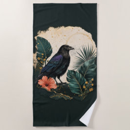 Raven in the Emerald Garden ビーチタオル