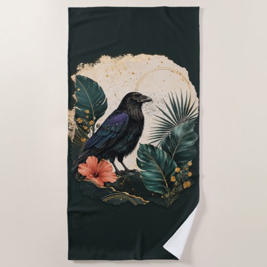 Raven in the Emerald Garden ビーチタオル (正面)