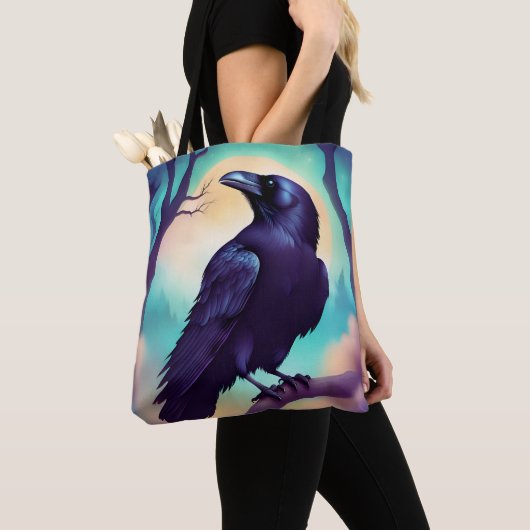 Raven in the moonlight Halloween トートバッグ (クローズアップ)
