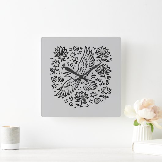 Raven of Transformation スクエア壁時計 (ホーム)