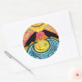 Raven on カラフル Data Wavesステッカー ラウンドシール (封筒)