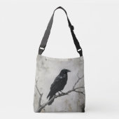 Raven on Branch Crossbody Bag - Gothic Art クロスボディバッグ (正面)