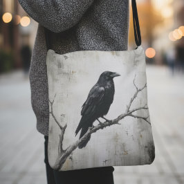Raven on Branch Crossbody Bag - Gothic Art クロスボディバッグ