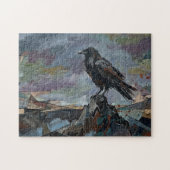 Raven on Peak – Impasto Corvid Dark Gothic ジグソーパズル (横)