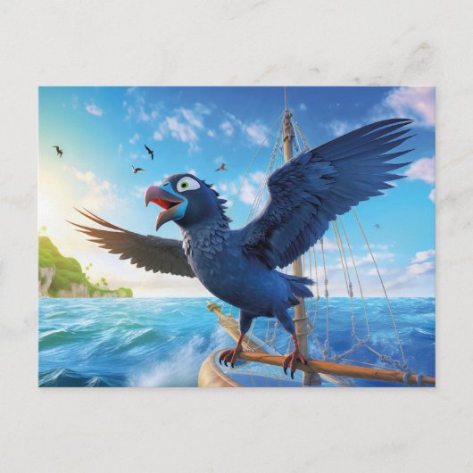 Raven On Sailing Trip In The South Seas ポストカード (正面)