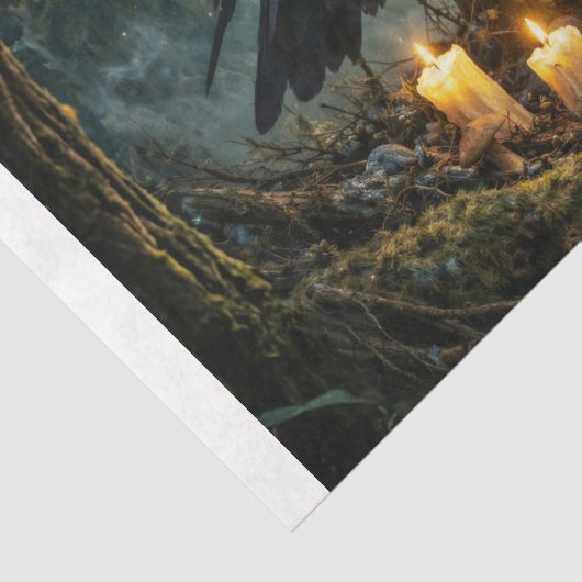 Raven on Skull in the Forest Decoupage 薄葉紙 (詳細)