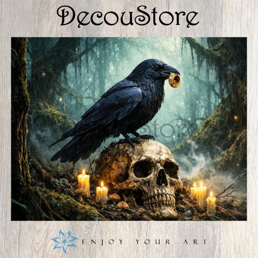 Raven on Skull in the Forest Decoupage 薄葉紙